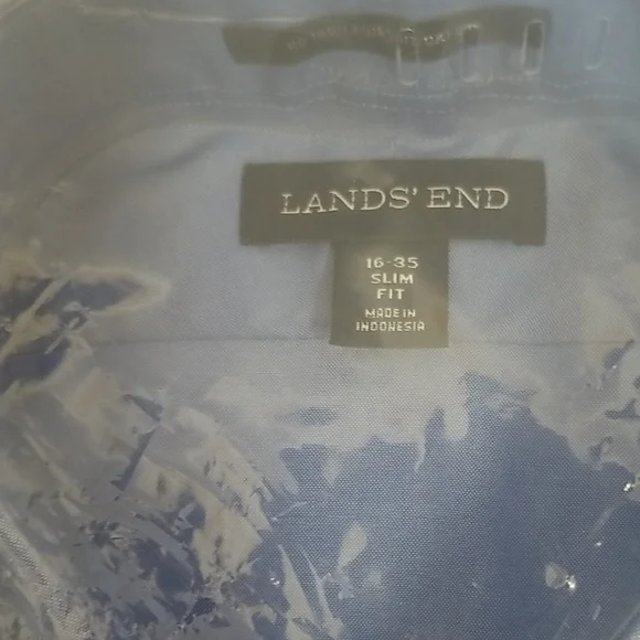 Lands' End Mens Blue Dress Shirt Timeless Elegance - Picture 2 of 3